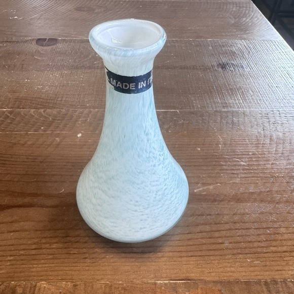 Murano Other - MURANO LAVORAZIONE ART GLASS BUD VASE SKY BLUE GREEN WHITE SWIRL PATTERN